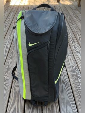 Nike Court Tech 1 Tennis Bag Black Silver Volt Green BA4866-072 Back Pack